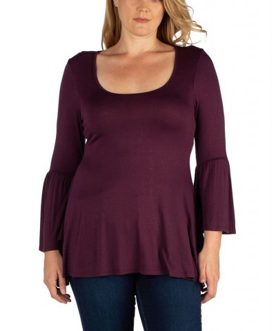 Women's Plus Size Flared Tunic Top Purple $36.75 Tops