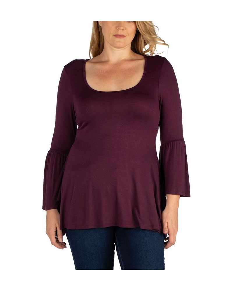 Women's Plus Size Flared Tunic Top Purple $36.75 Tops