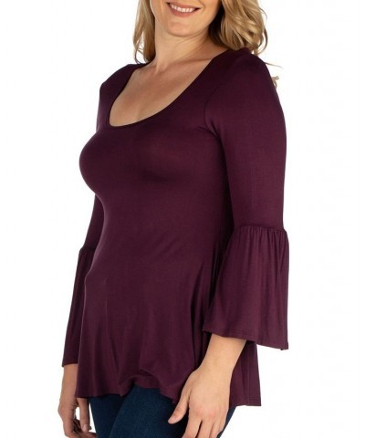 Women's Plus Size Flared Tunic Top Purple $36.75 Tops