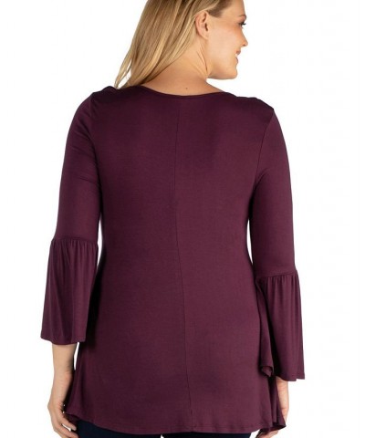 Women's Plus Size Flared Tunic Top Purple $36.75 Tops