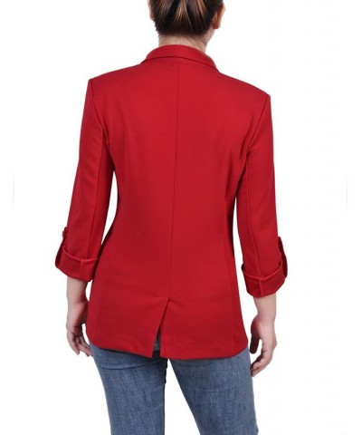 Petite Long Sleeve Double Breasted Crepe Jacket Red $18.81 Jackets