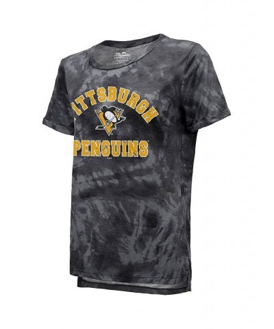 Women's Threads Black Pittsburgh Penguins Boyfriend Tie-Dye Tri-Blend T-shirt Black $30.79 Tops
