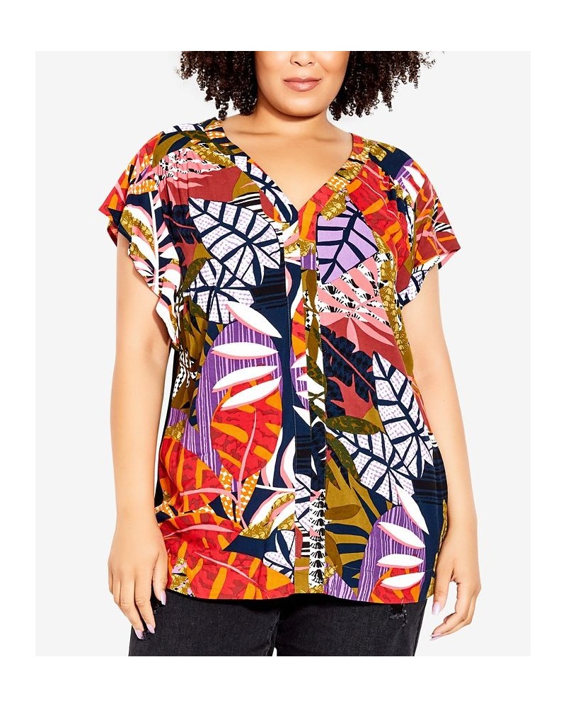 Plus Size Mixed Media V-neck Top Wayward $34.22 Tops