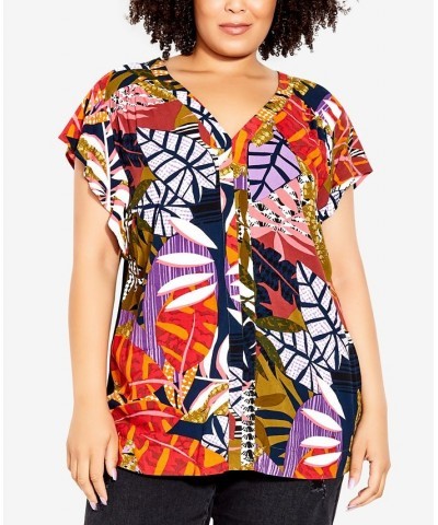 Plus Size Mixed Media V-neck Top Wayward $34.22 Tops