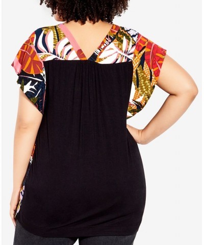 Plus Size Mixed Media V-neck Top Wayward $34.22 Tops