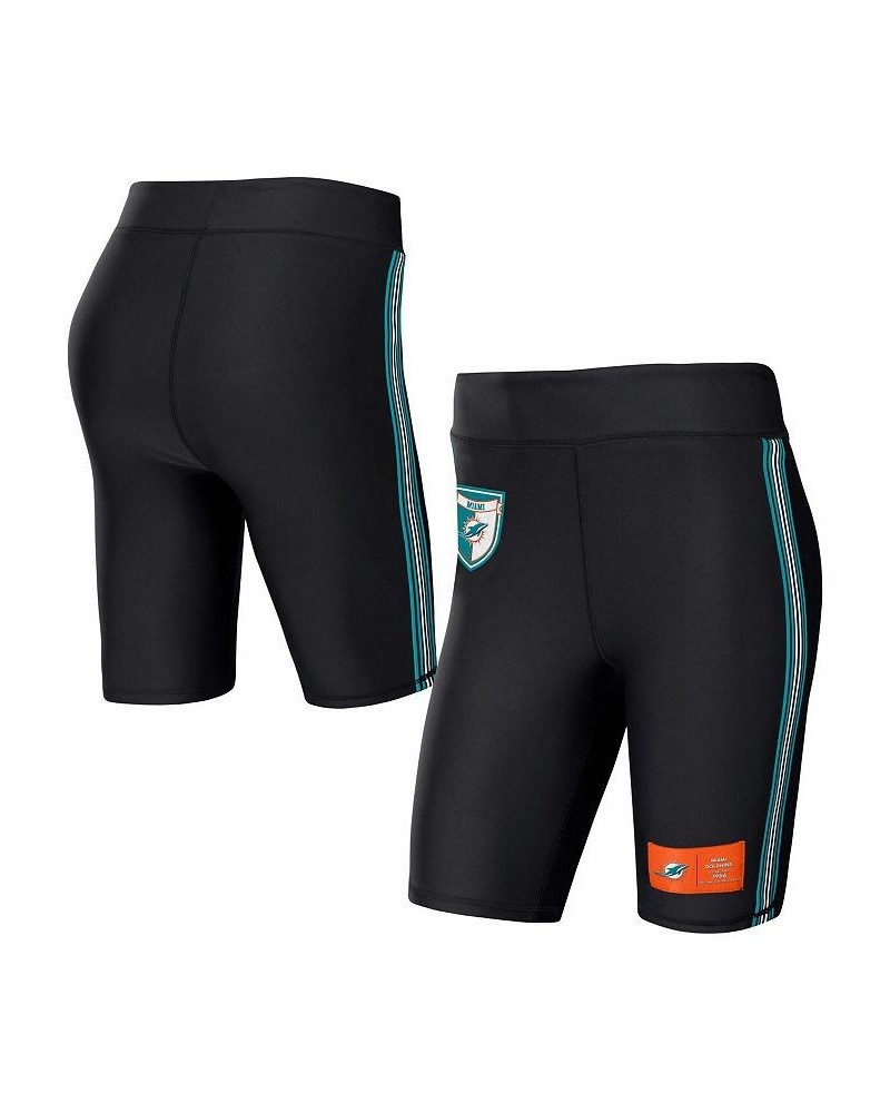 Women's Black Miami Dolphins Biker Shorts Black $31.19 Shorts