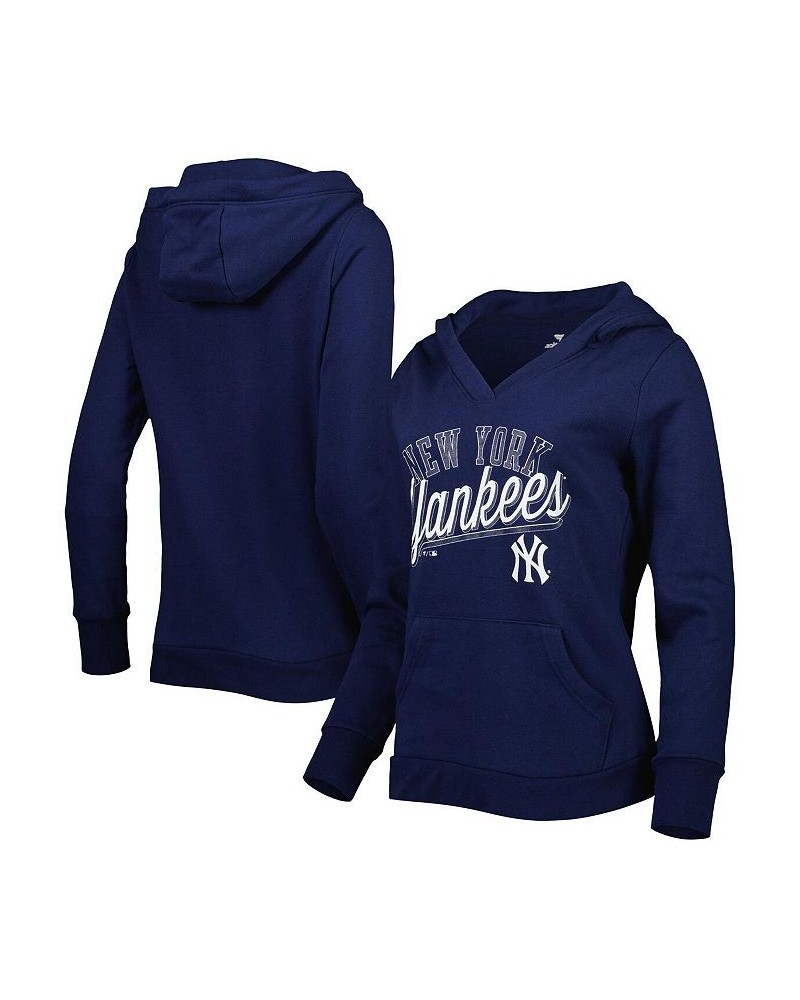 Women's Branded Navy New York Yankees Simplicity Crossover V-Neck Pullover Hoodie Navy $33.75 Sweatshirts