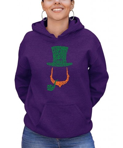 Women's Leprechaun Word Art Hooded Sweatshirt Purple $33.59 Sweatshirts