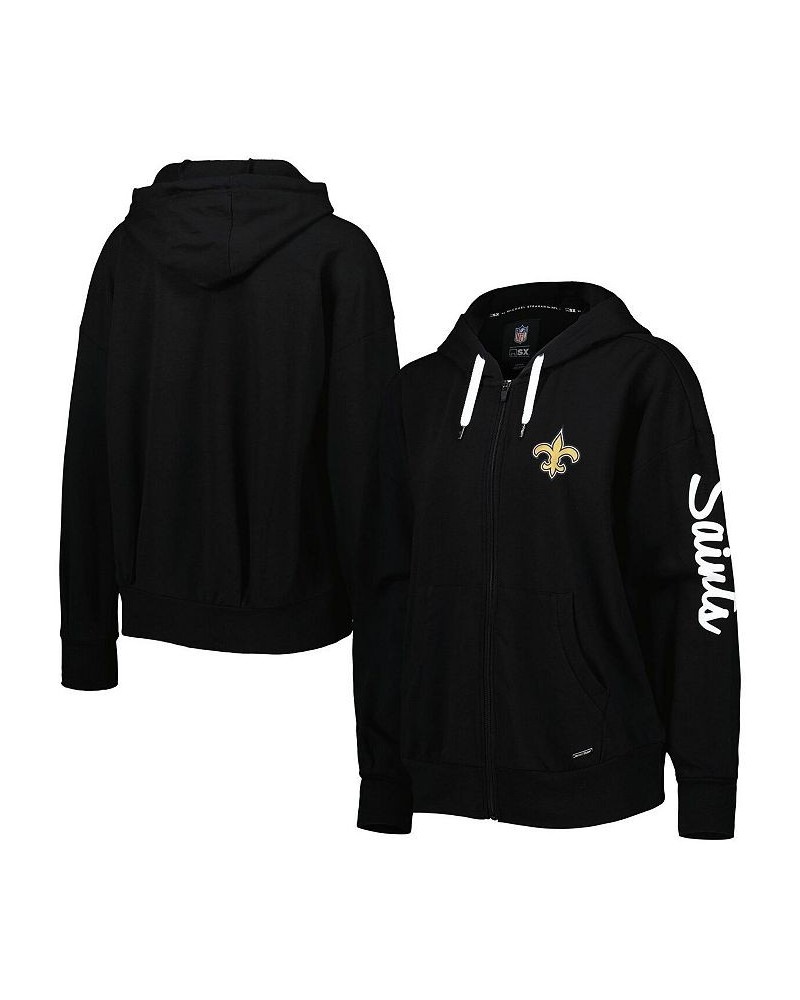 Women's Black New Orleans Saints Emerson Tri-Blend Full-Zip Hoodie Black $34.40 Sweatshirts