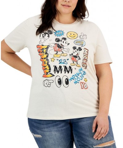 Trendy Plus Size Mickey Mouse Doodle Print T-Shirt Birch $18.33 Tops