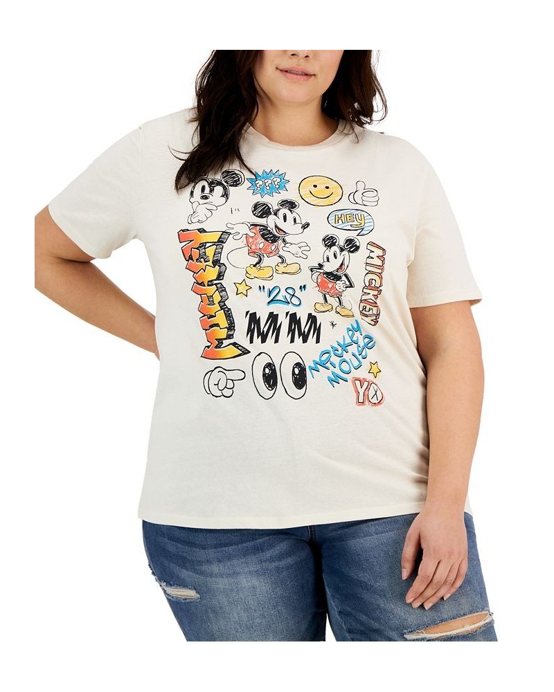 Trendy Plus Size Mickey Mouse Doodle Print T-Shirt Birch $18.33 Tops