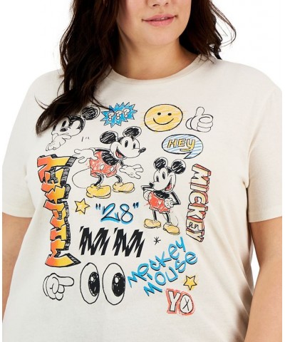 Trendy Plus Size Mickey Mouse Doodle Print T-Shirt Birch $18.33 Tops