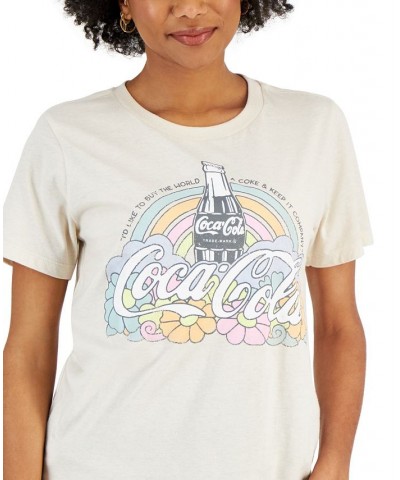 Juniors' Coca-Cola-Graphic T-Shirt Beige $9.50 Tops