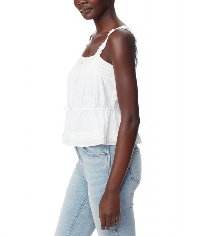 Women's Adeline Cotton Peasant Square-Neck Button-Front Top Bright White $49.50 Tops