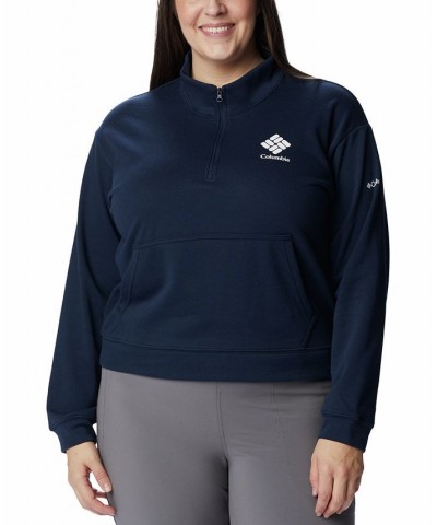 Plus Size Trek Quarter-Zip Sweatshirt Blue $32.44 Sweatshirts