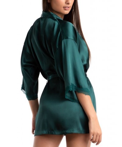 Women's Flirty Gems Wrap Robe Cami & Shorts Pajama Set Green $20.00 Sleepwear