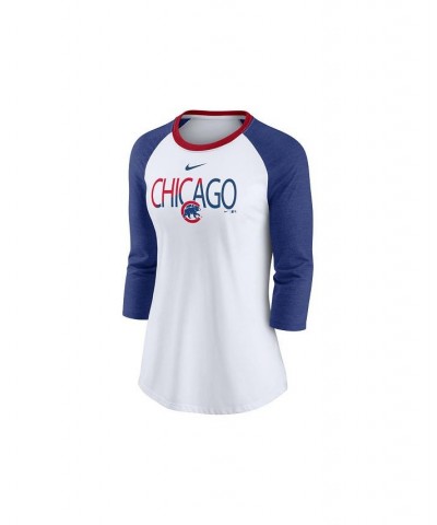 Chicago Cubs Women's Color Split Tri-Blend Raglan Shirt White/RoyalBlue $26.40 Tops