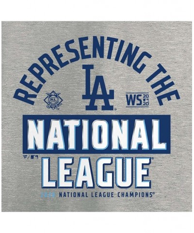 Women's Heathered Gray Los Angeles Dodgers 2020 National League Champions Locker Room V-Neck T-shirt Heathered Gray $21.60 Tops