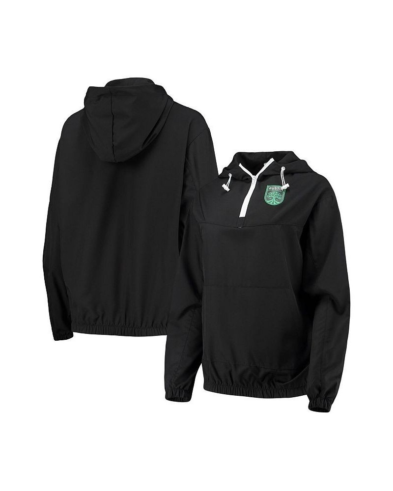 Women's Black Austin FC Swishy Anorak Quarter-Zip Jacket Black $43.34 Jackets