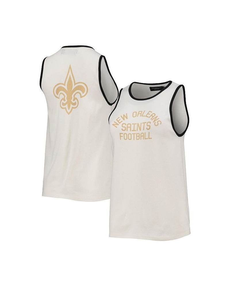 Women's White Black New Orleans Saints Throwback Pop Binding Scoop Neck Tank Top White, Black $18.48 Tops