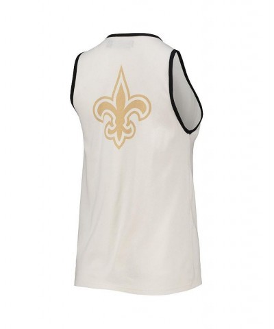 Women's White Black New Orleans Saints Throwback Pop Binding Scoop Neck Tank Top White, Black $18.48 Tops