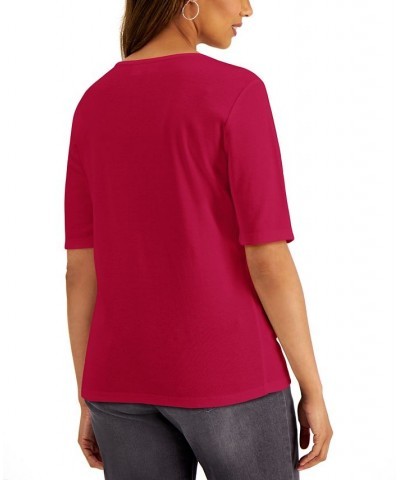 Cotton Toggle-Button Top New Red Amore $11.96 Tops