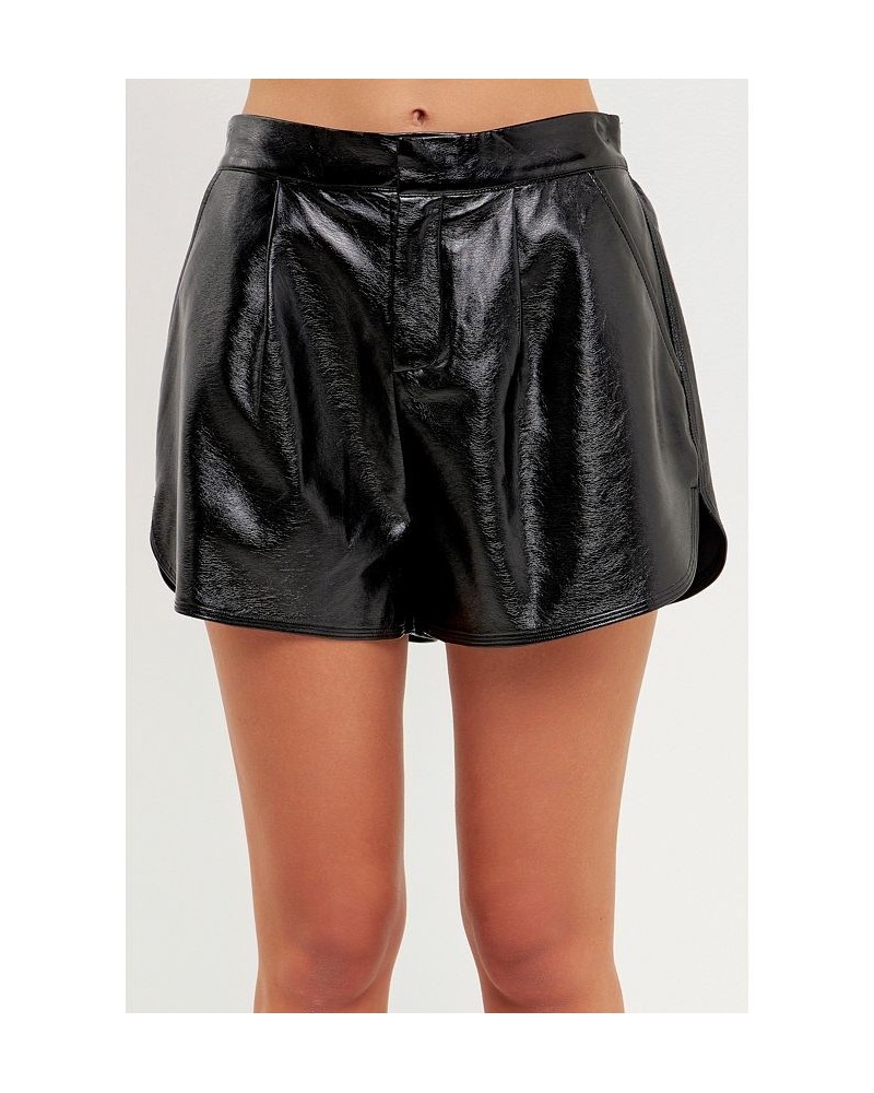 Women's High-Waisted Faux Leather Shorts Black $44.00 Shorts