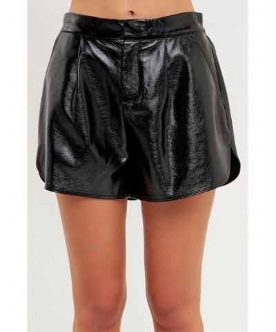 Women's High-Waisted Faux Leather Shorts Black $44.00 Shorts