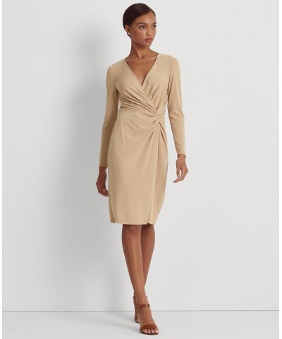 Women's Stretch Jersey Long-Sleeve Dress Tan/Beige $42.30 Dresses