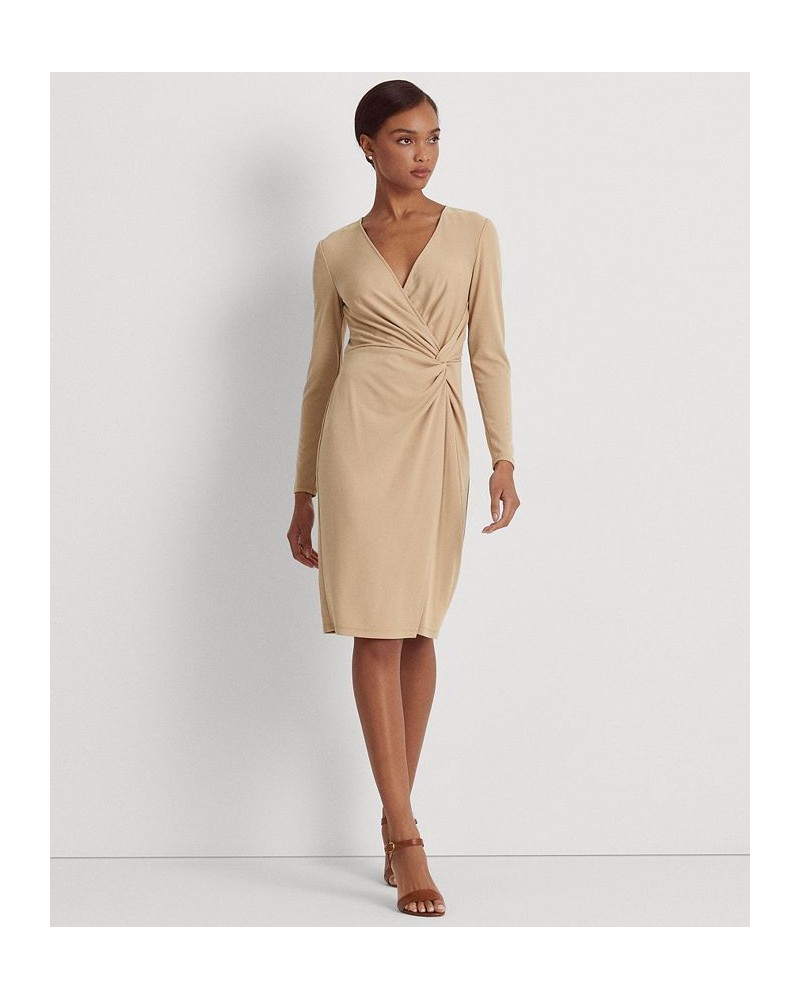 Women's Stretch Jersey Long-Sleeve Dress Tan/Beige $42.30 Dresses