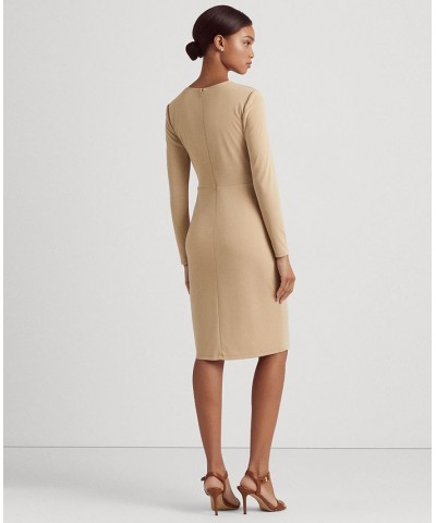 Women's Stretch Jersey Long-Sleeve Dress Tan/Beige $42.30 Dresses