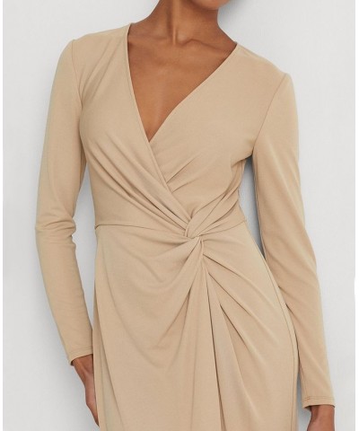 Women's Stretch Jersey Long-Sleeve Dress Tan/Beige $42.30 Dresses