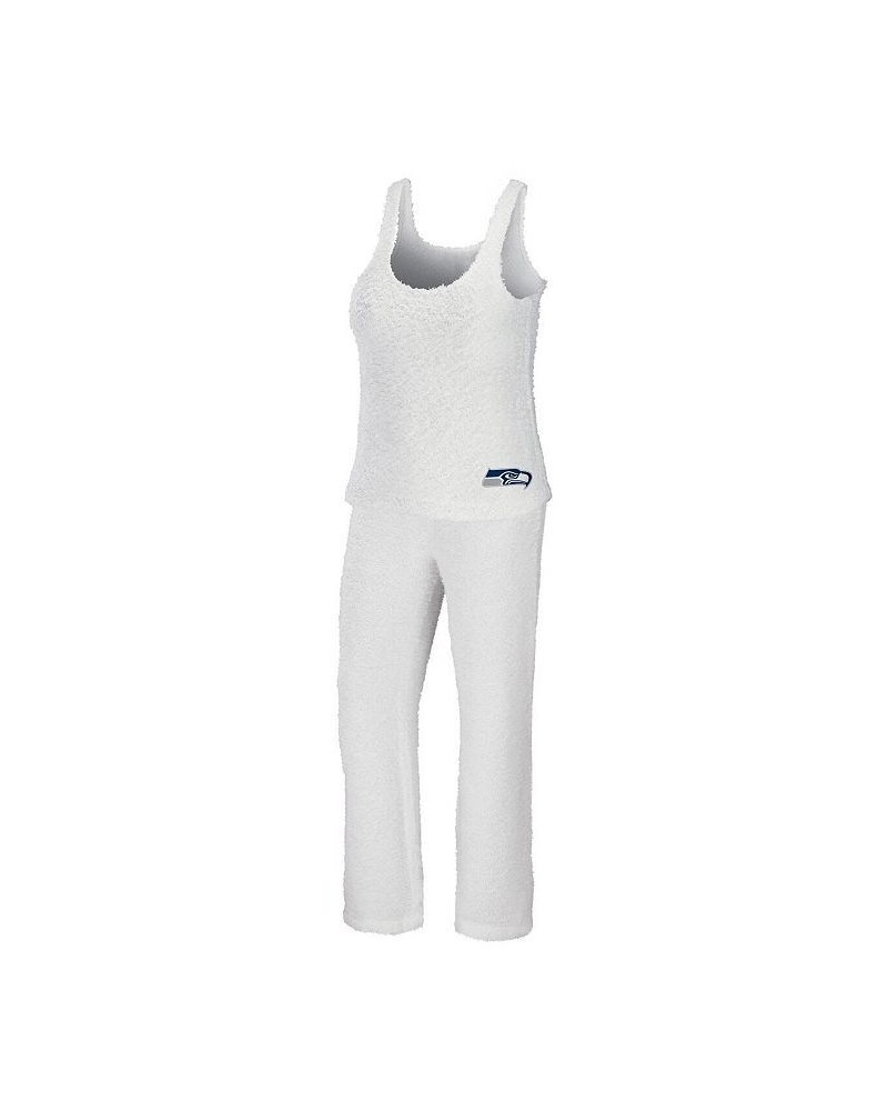 Women's Cream Seattle Seahawks Cozy Scoop Neck Tank Top Pants Sleep Set Cream $40.50 Pajama