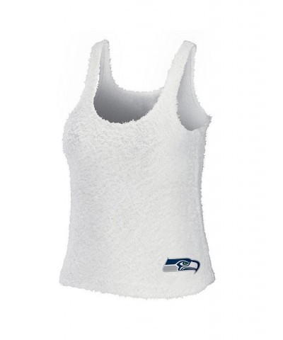 Women's Cream Seattle Seahawks Cozy Scoop Neck Tank Top Pants Sleep Set Cream $40.50 Pajama