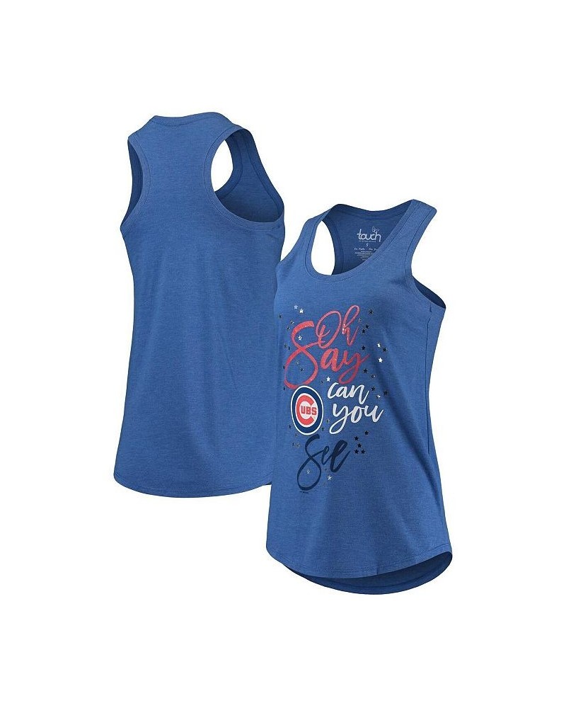 Women's Royal Chicago Cubs Americana Tri-Blend Racerback Tank Top Royal $32.44 Tops