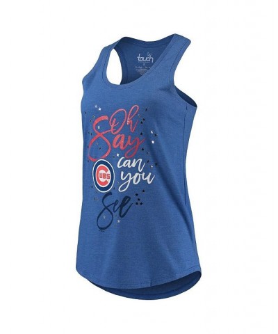 Women's Royal Chicago Cubs Americana Tri-Blend Racerback Tank Top Royal $32.44 Tops