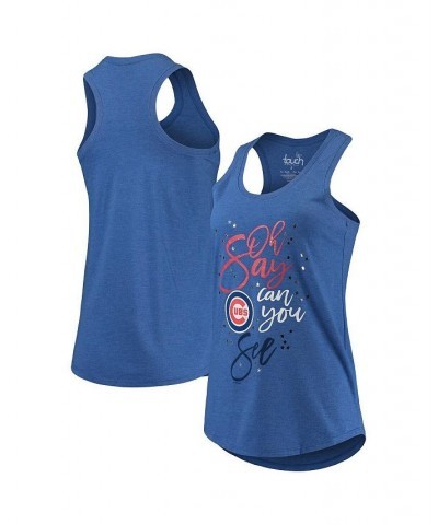 Women's Royal Chicago Cubs Americana Tri-Blend Racerback Tank Top Royal $32.44 Tops