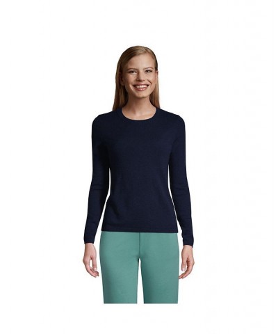 Women's Tall Cashmere Crewneck Sweater Blue $97.98 Sweaters
