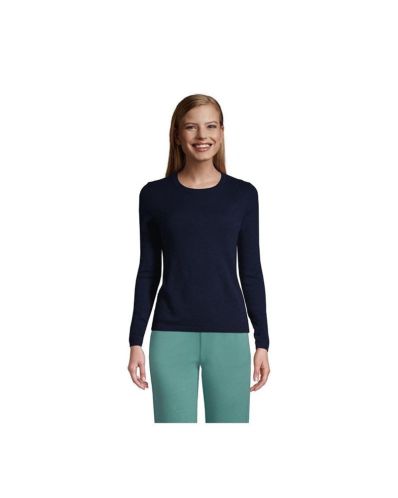 Women's Tall Cashmere Crewneck Sweater Blue $97.98 Sweaters