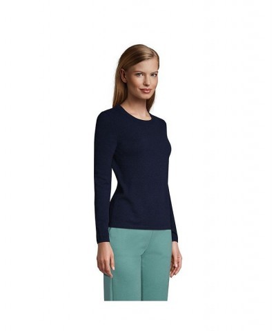 Women's Tall Cashmere Crewneck Sweater Blue $97.98 Sweaters