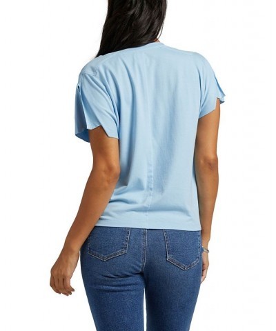 Women's Flutter Sleeved T-shirt Blue $22.36 Tops