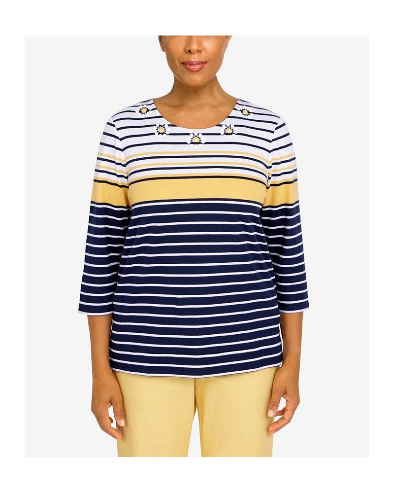 Women's Bright Idea Multi Stripe Beaded Neck Top Multi $17.09 Tops