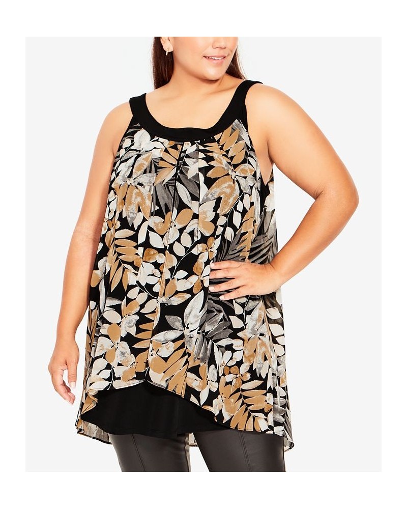 Plus Size Exotic Overlay Tunic Ivory Tropics $30.00 Tops