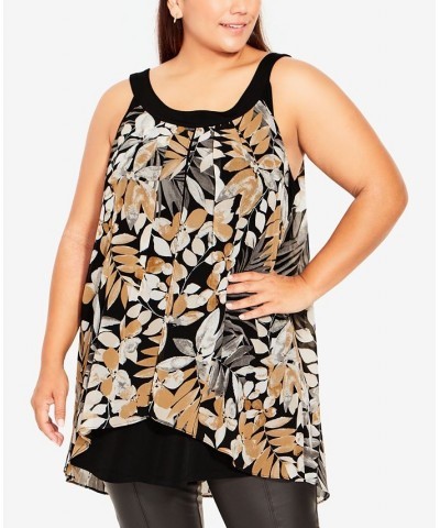 Plus Size Exotic Overlay Tunic Ivory Tropics $30.00 Tops