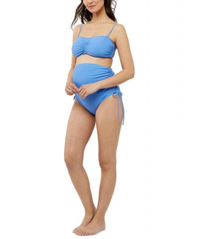 High Waisted 2-Piece Maternity Bikini Blue $43.20 Swimsuits