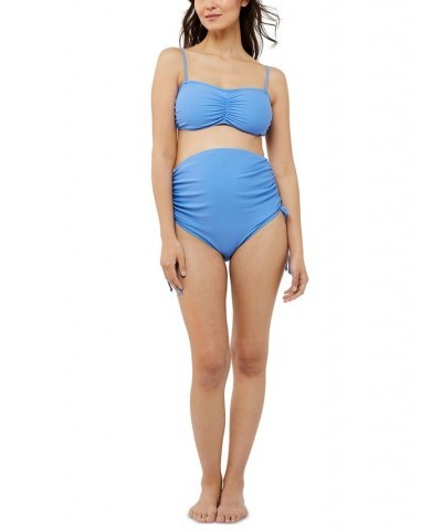 High Waisted 2-Piece Maternity Bikini Blue $43.20 Swimsuits