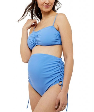 High Waisted 2-Piece Maternity Bikini Blue $43.20 Swimsuits