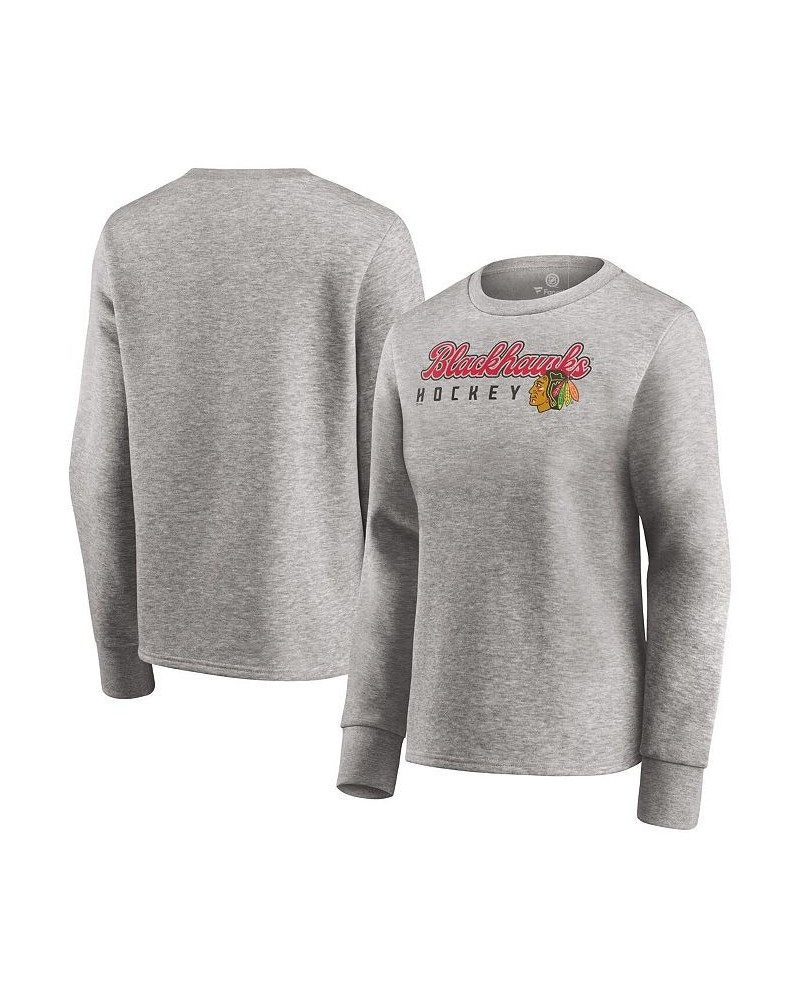 Women's Branded Heathered Gray Chicago Blackhawks Fan Favorite Script Pullover Sweatshirt Heathered Gray $36.39 Sweatshirts