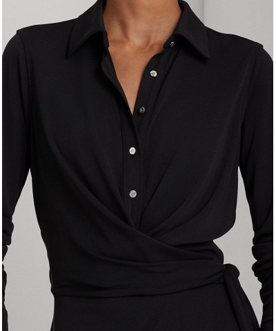 Women's Stretch Jersey Shirtdress Black $36.90 Dresses