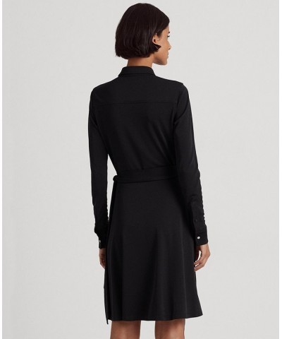 Women's Stretch Jersey Shirtdress Black $36.90 Dresses